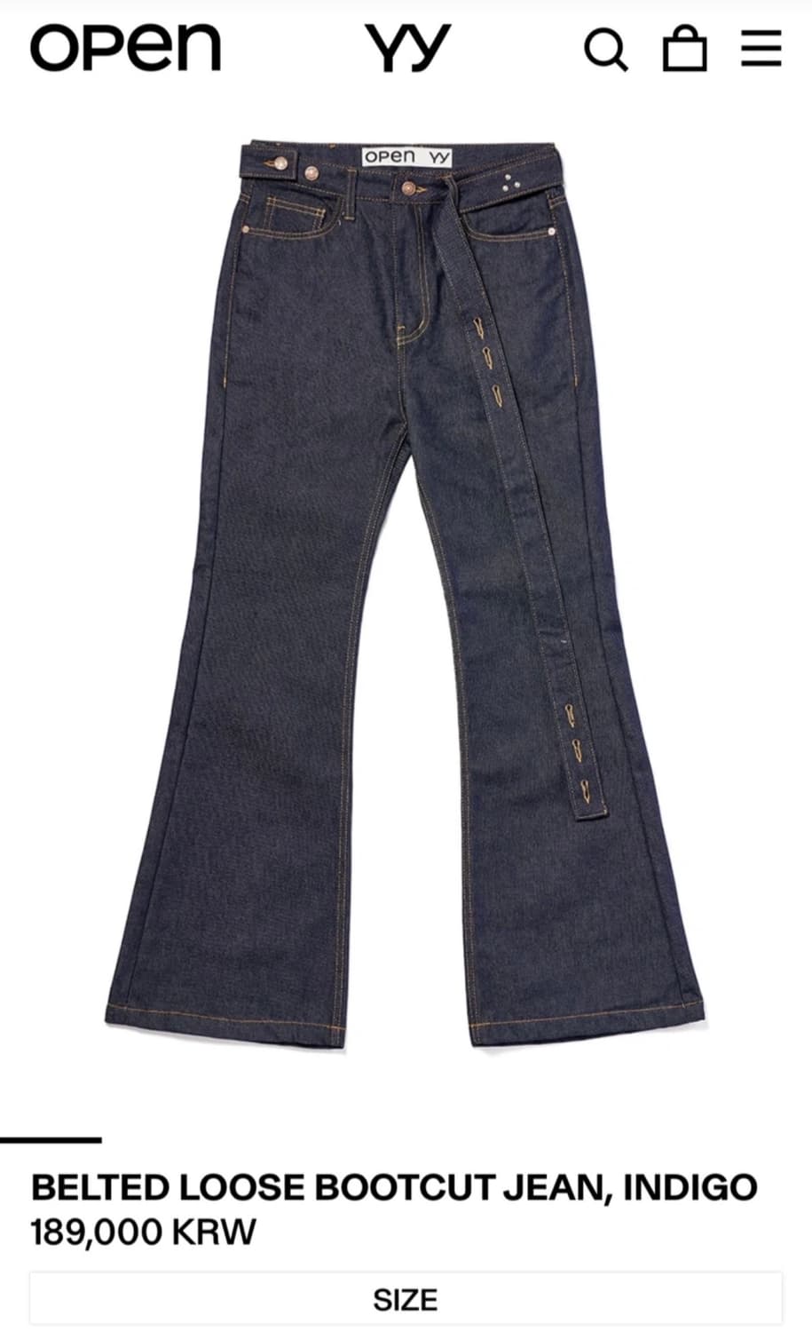 오픈와이와이 벨티드 루즈 부츠컷 팬츠 상품이미지1