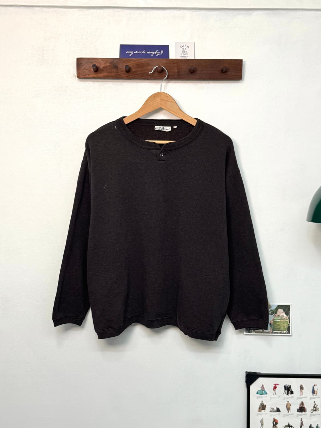 Brown Henley neck sweat shirt/T97 상품이미지1