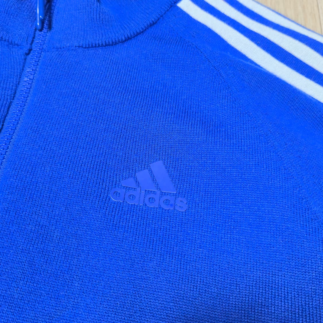 XL) 아디다스 골프 블루 삼선 니트 가디건 자켓 상품이미지6