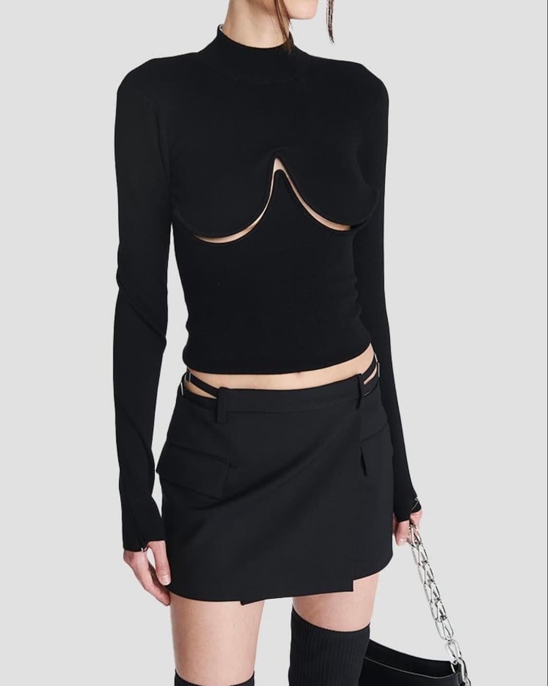 디온 리(DION LEE) 블랙 더블 언더와이어 스키비 탑 상품이미지1