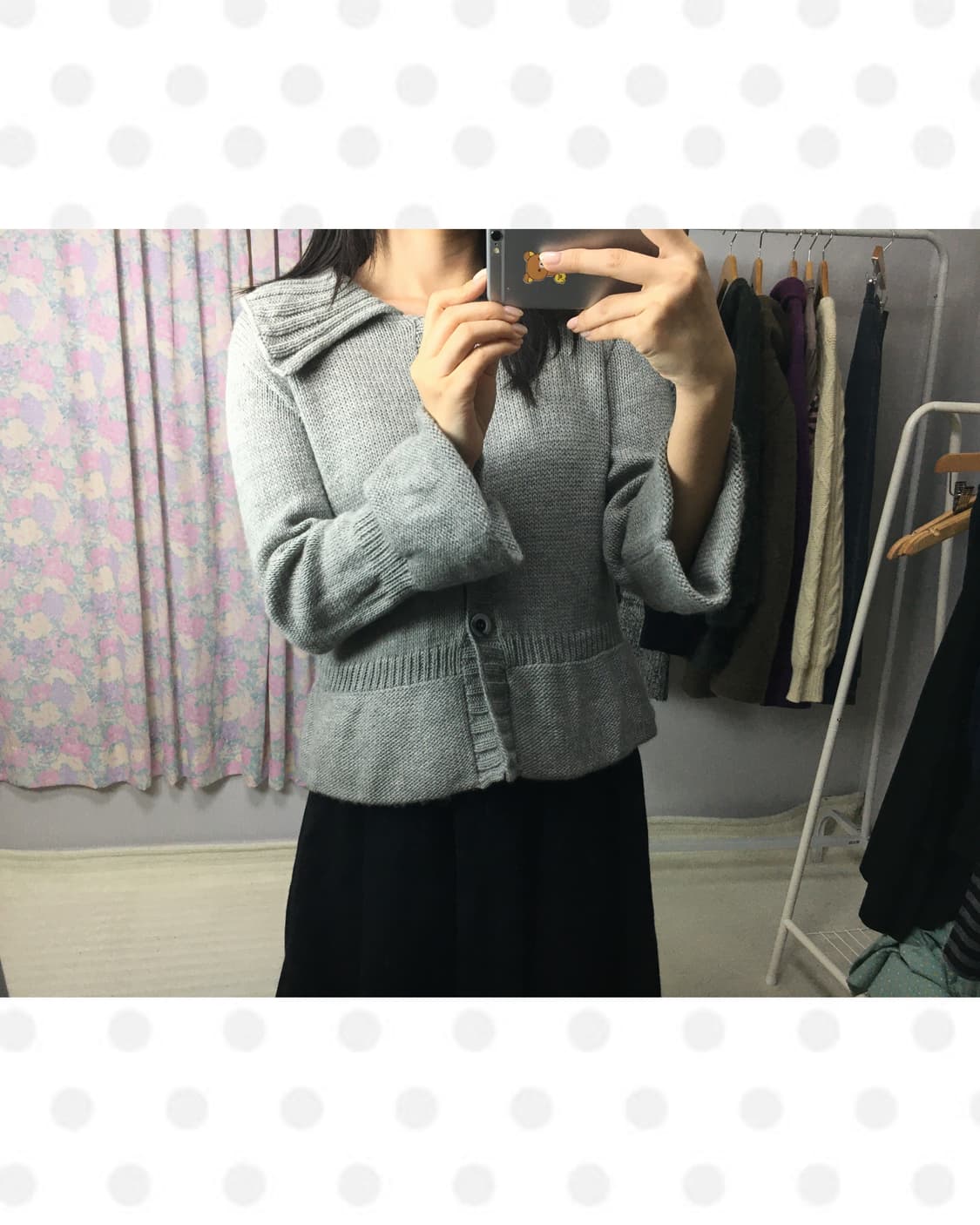 그레이 카라 니트 가디건 상품이미지3