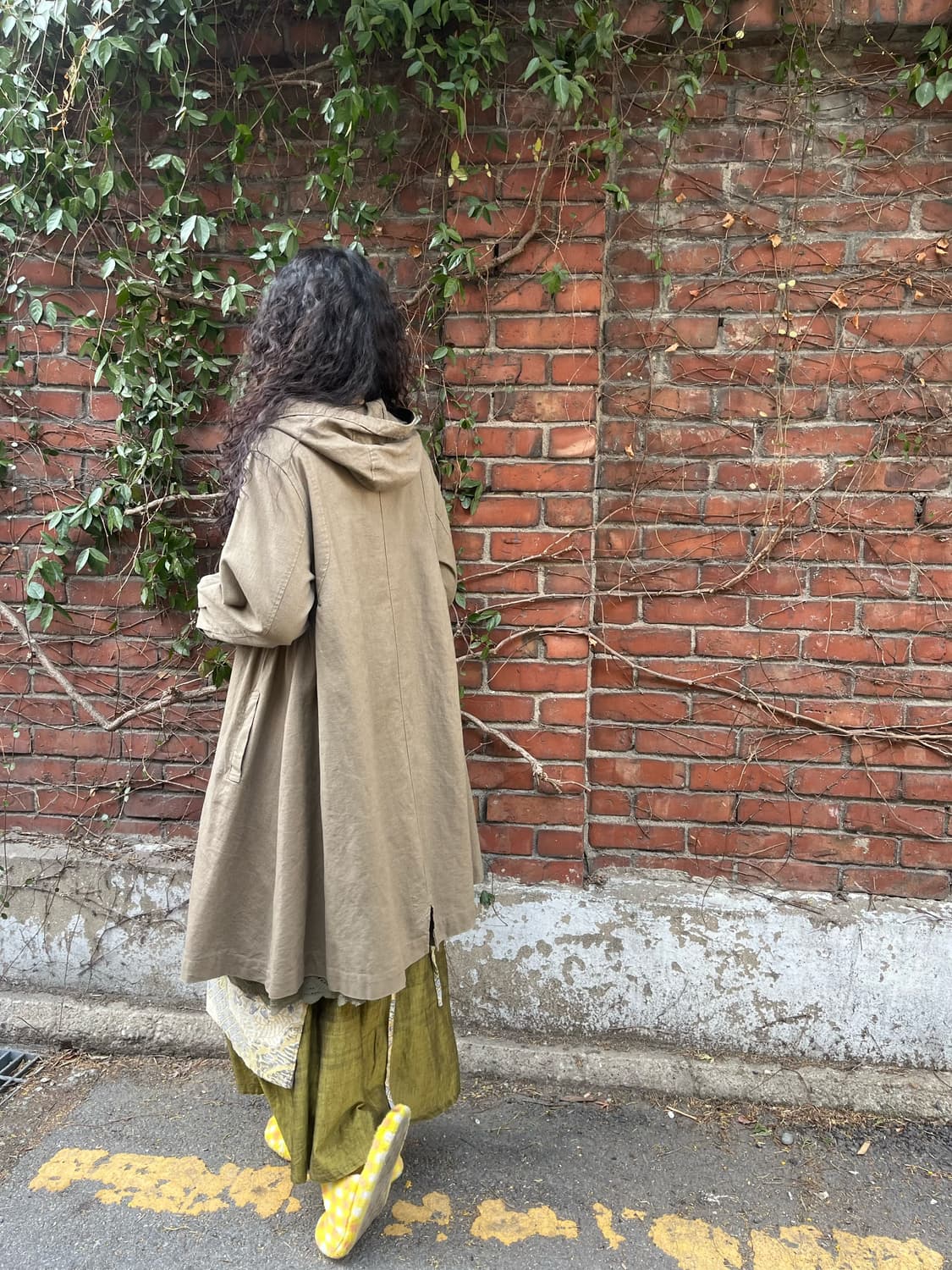 일본 데일리 무드 카키 브라운 후드 롱 자켓 상품이미지6