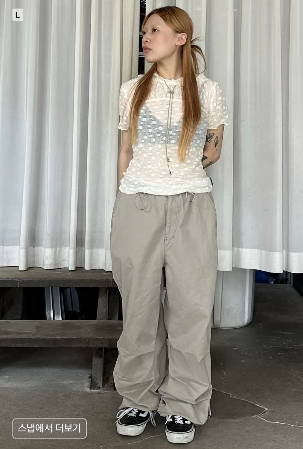 스컬프터 크링클 플라워 후디 m 아이보리 상품이미지2