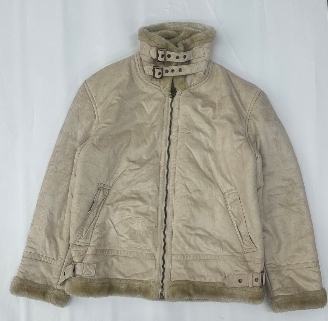 🤎베이지 스웨이드 퍼 무스탕 자켓🤎 그런지 히피 겨울 아우터 빈티지 상품이미지3