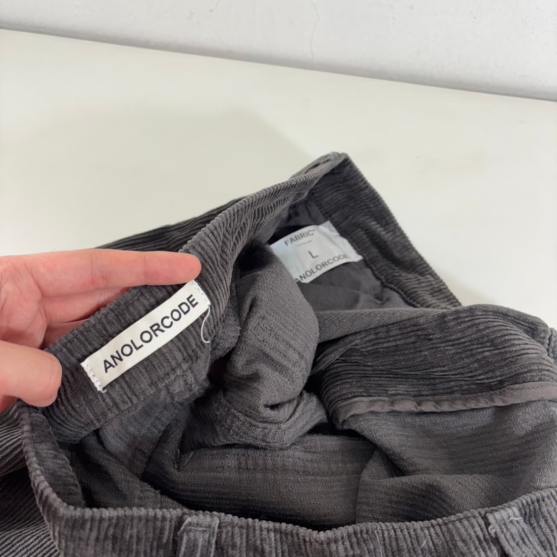 L-XL 어널로이드 먹색 와이드핏 카고 코듀로이팬츠 상품이미지5