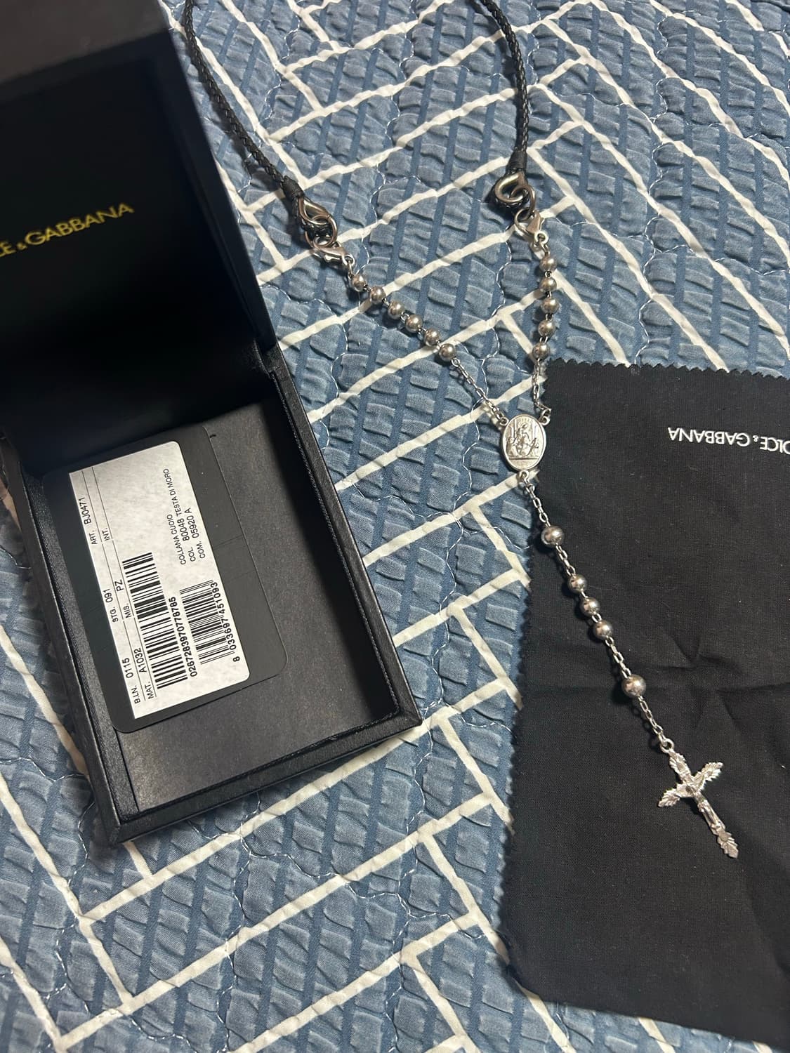 돌체앤가바나 로자리오 실버 가죽 목걸이 상품이미지4