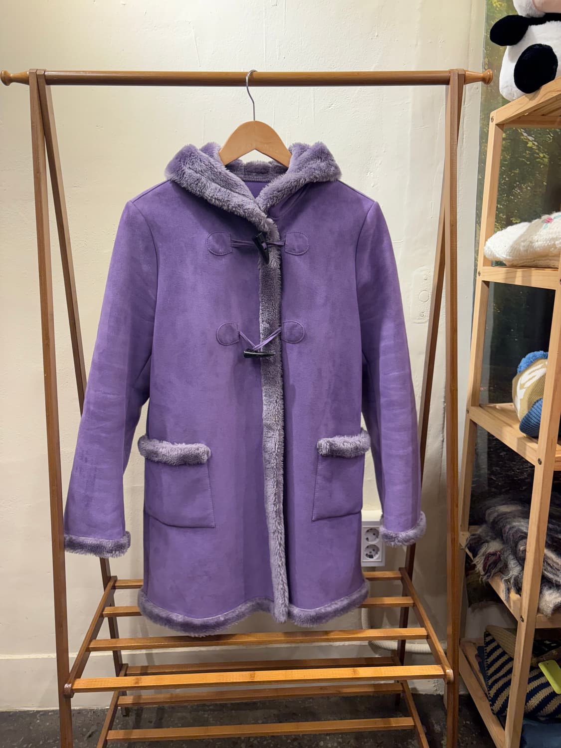 희귀)스웨이드 코트 떡볶이 코트 보라색 퍼 코트 모리걸 상품이미지5