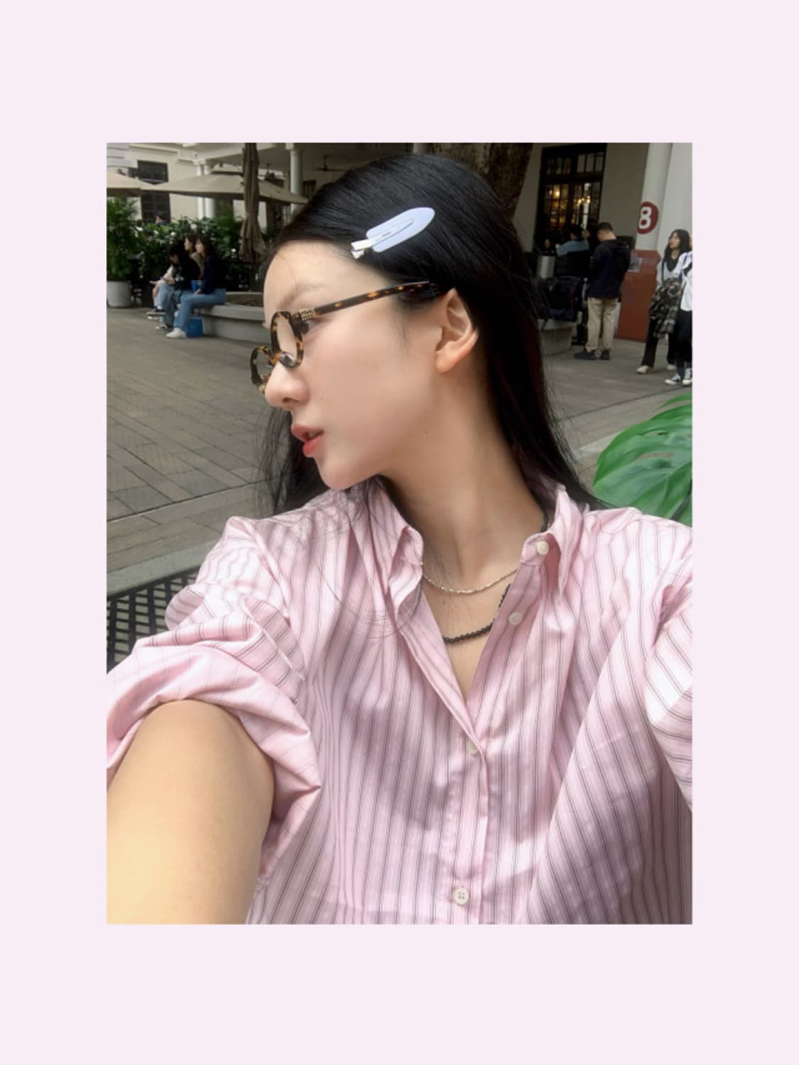 유이니 노아 스트라이프 셔츠 Noah stripe shirts 핑크 상품이미지1