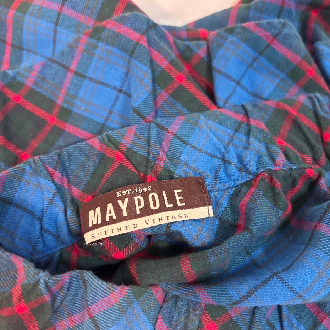 빈티지 블루 레드 체크 플리츠 미니 스커트   상품이미지2