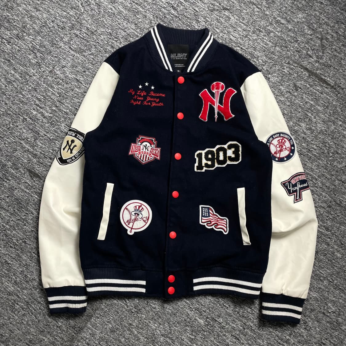 MLB 뉴욕 양키스 멀티 패치 로고 바시티 자켓y 1908 상품이미지2