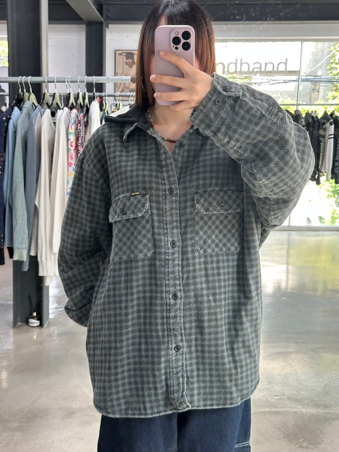 슈프림 22Fw 하운드스투스 플란넬 후드셔츠 블랙 상품이미지4
