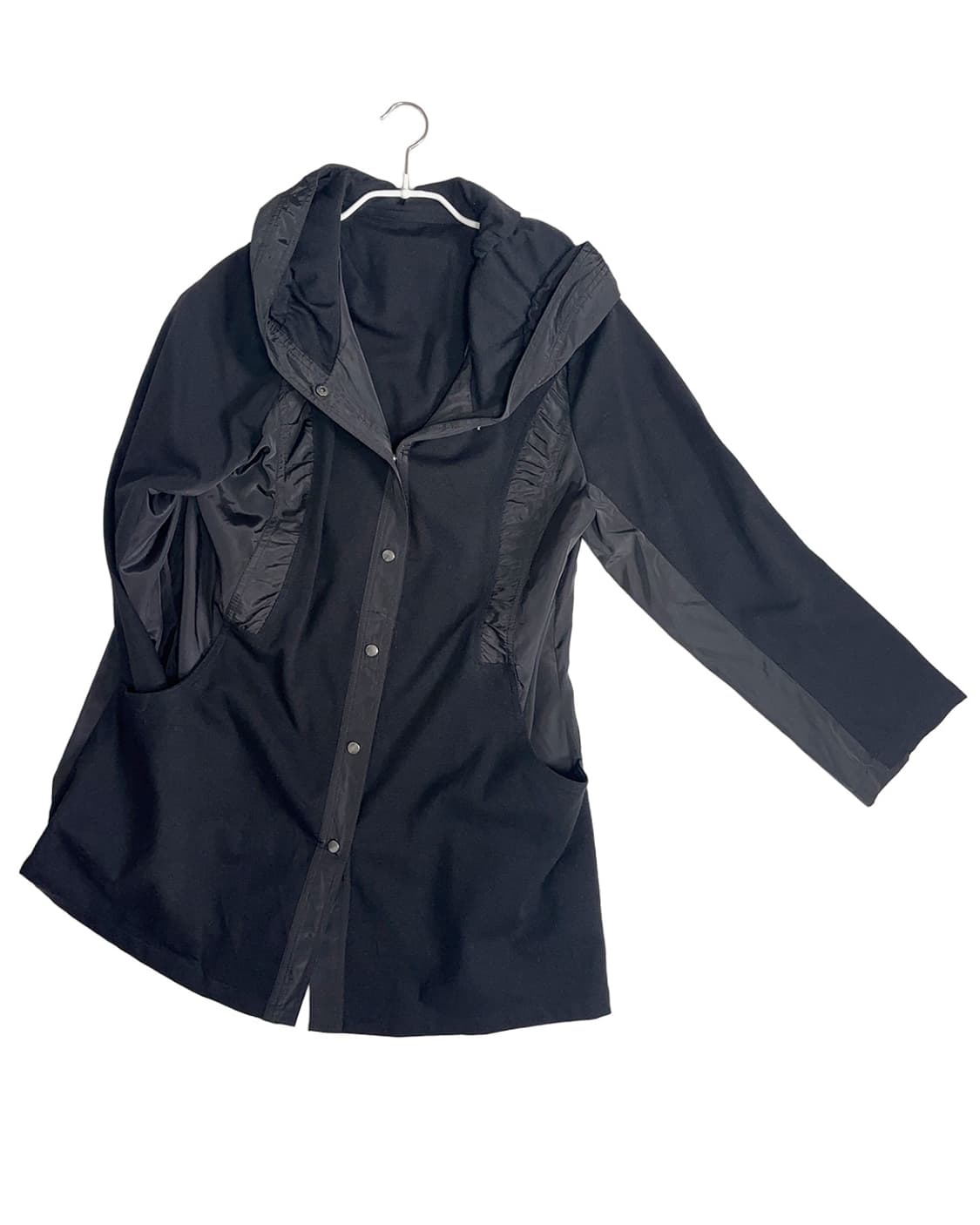 시즈쿠 우븐 배색 포인트 오버사이즈 후드 점퍼 상품이미지1