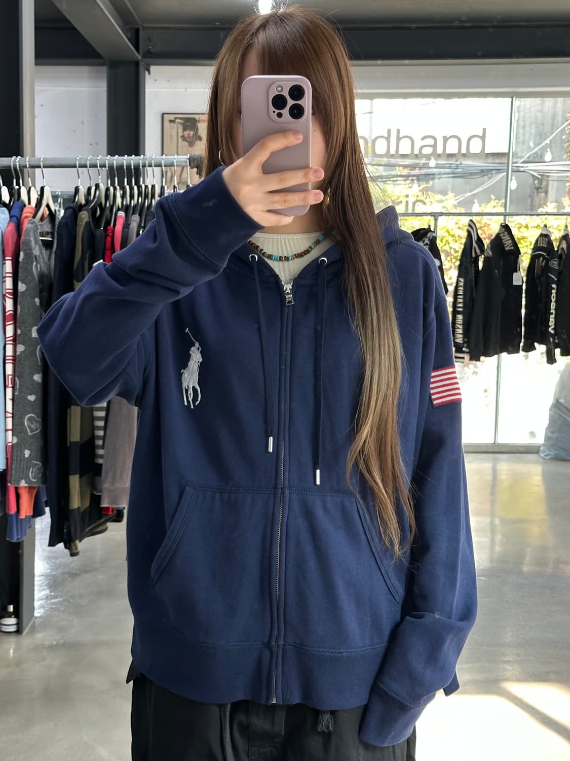 폴로 랄프로렌 USA 빅포니 후드집업 네이비블루 상품이미지1