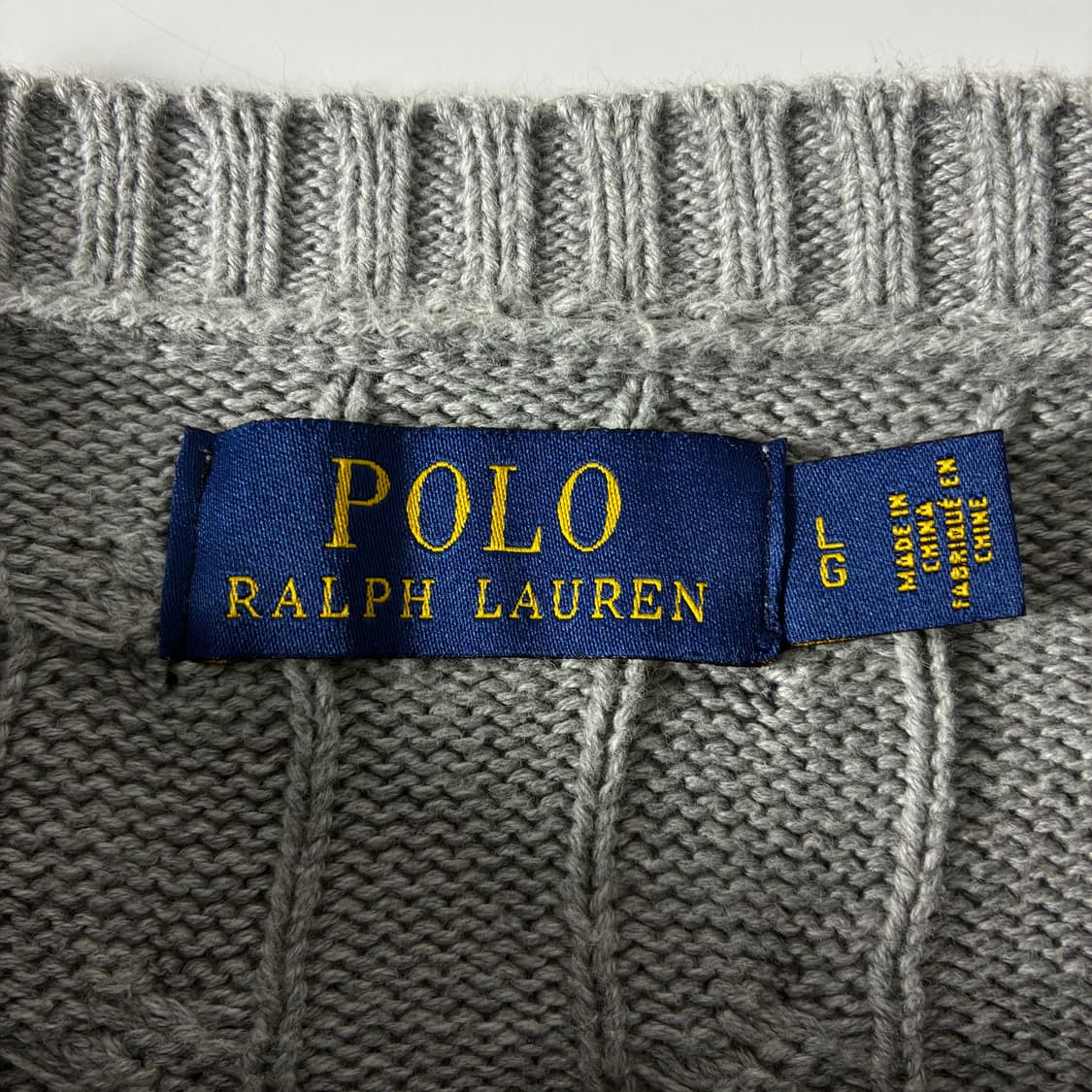 Polo  폴로 랄프로렌 자수 코튼 그레이 꽈배기 니트   상품이미지5