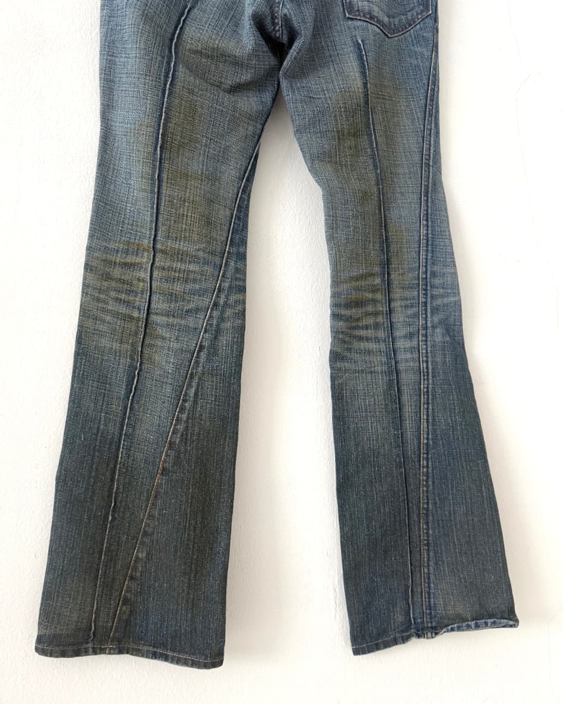 Y2K Khaki Dirty Wash Bootcut Denim Pants 상품이미지9