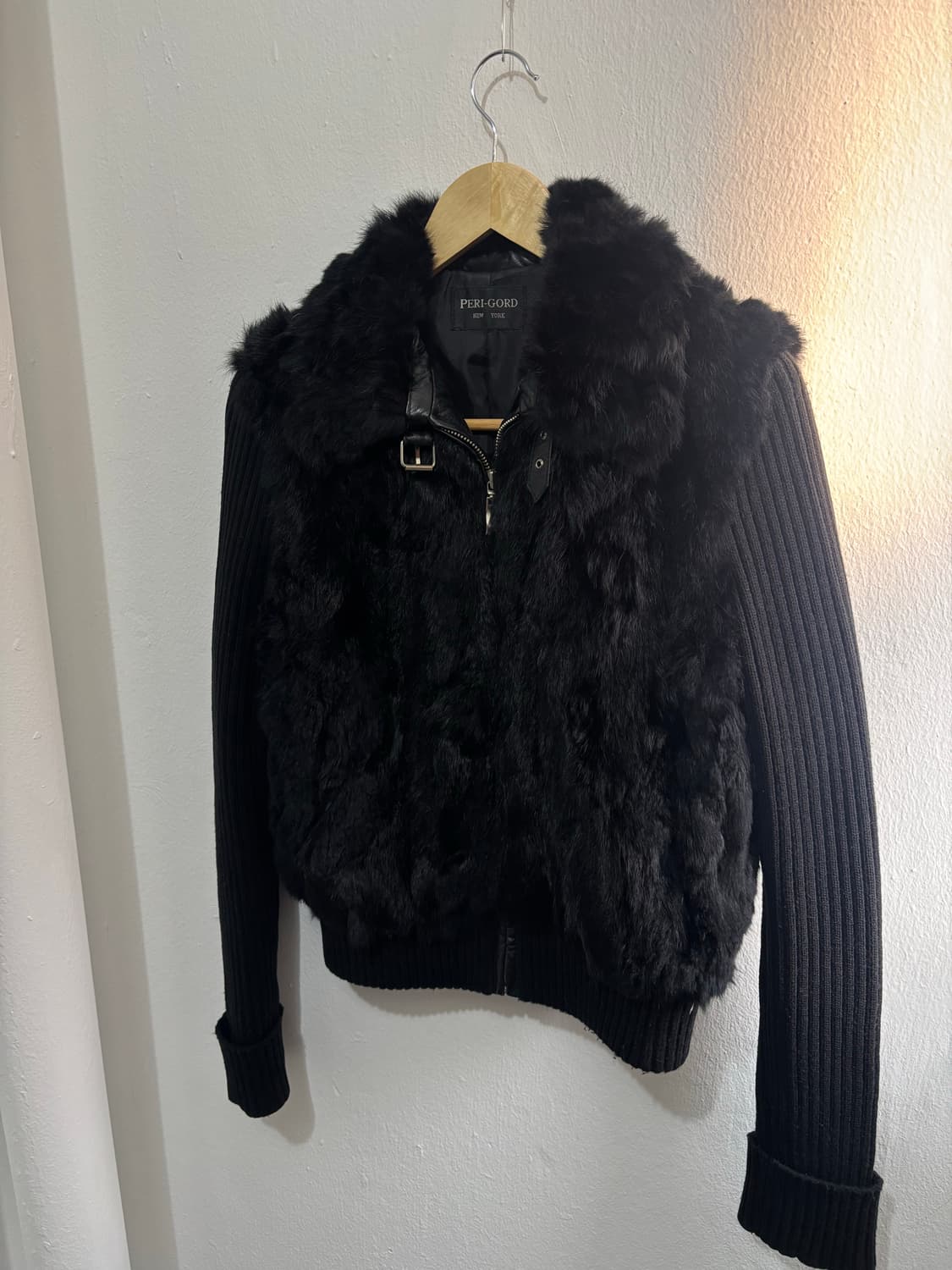 Vintage Black Fur Knit Zip-Up Jacket 상품이미지6