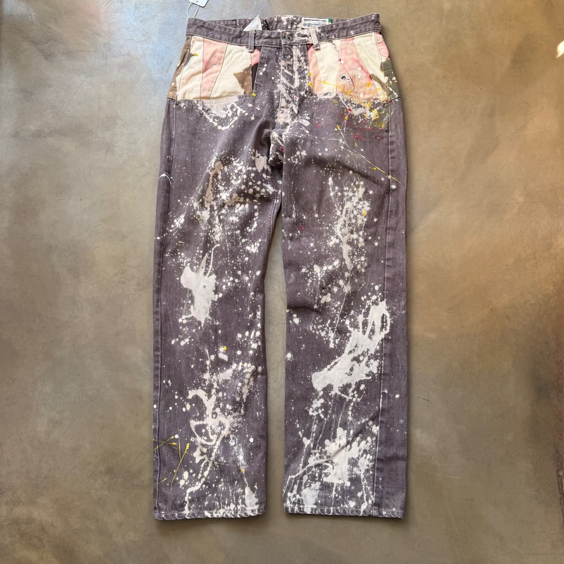 스캐너 에비스계 일본스트릿 페인팅 페이딩 패치워크 데님 팬츠 34 상품이미지1