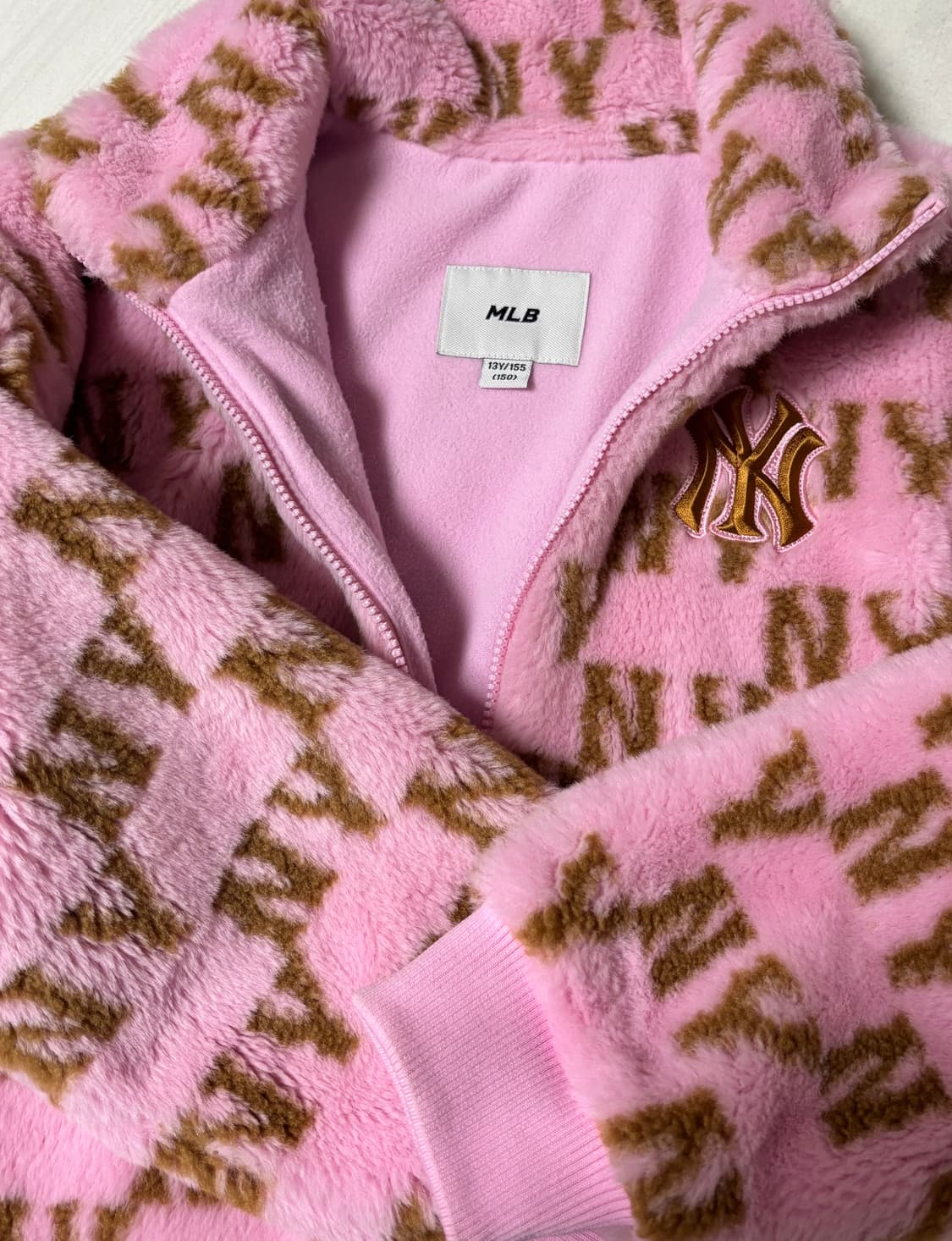 MLB 키즈 모노그램 후리스 핑크 13Y/155 상품이미지3