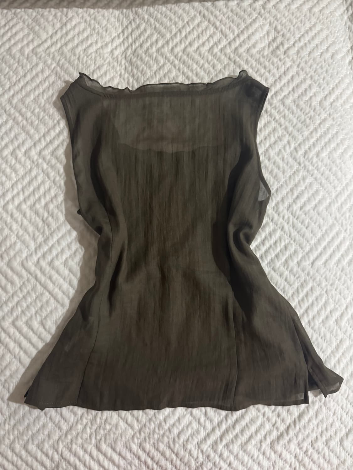 빈티지 카키 시스루 슬리브리스 상품이미지2