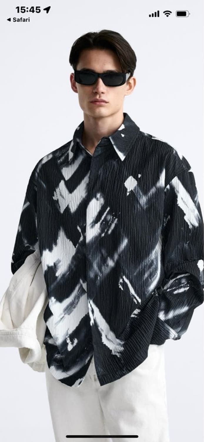 [ZARA] 자라 플리티드 이펙트 프린트 오버셔츠 상품이미지7