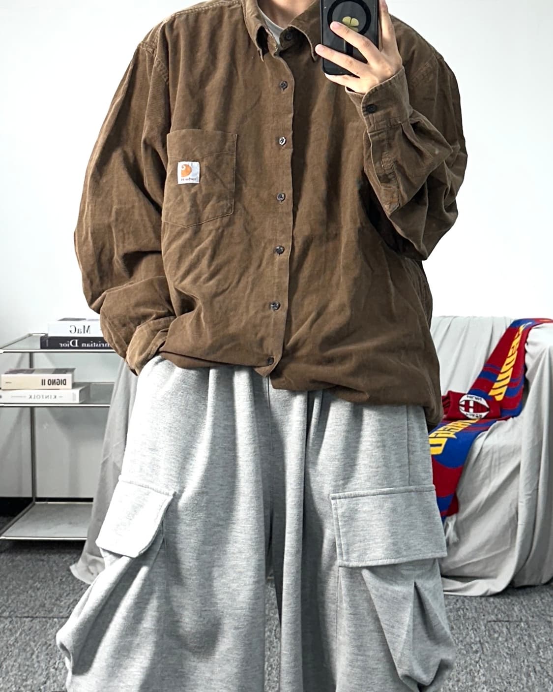 칼하트 브라운 코듀로이 셔츠 XL 상품이미지3