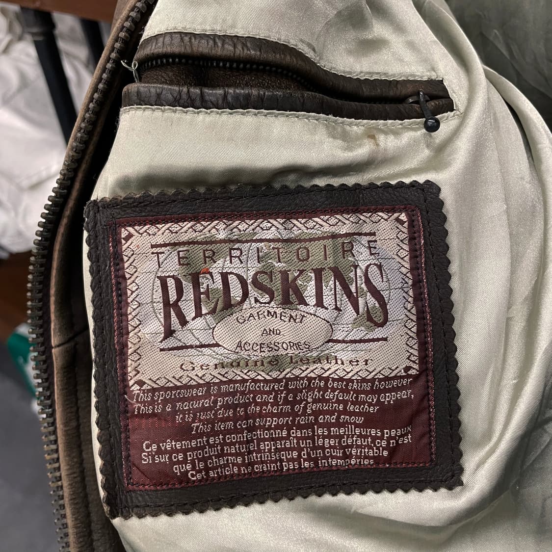 90s Redskins 크러스트 레더 송아지 가죽 A-2 플라이트 자켓 상품이미지9
