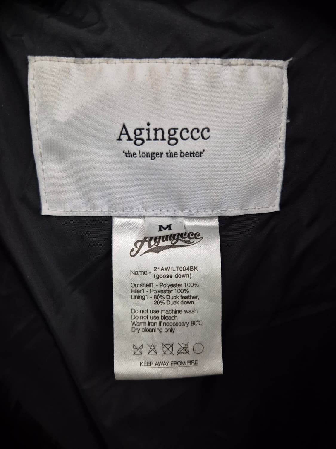 Agingccc 레더덕다운 패딩 M 블랙 상품이미지4