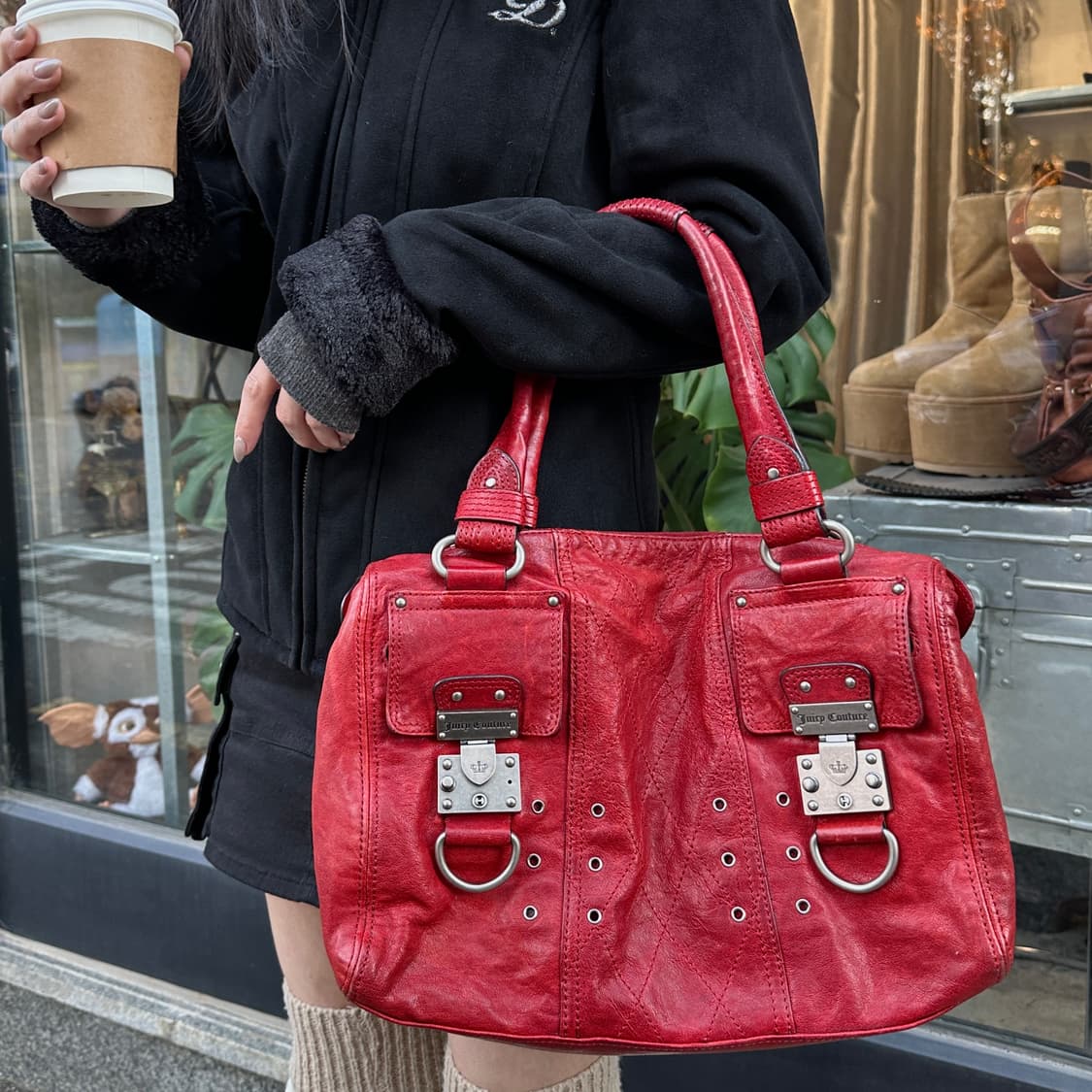 00s Y2K 빈티지 쥬시 꾸뛰르 가죽 락 버클 백 상품이미지8