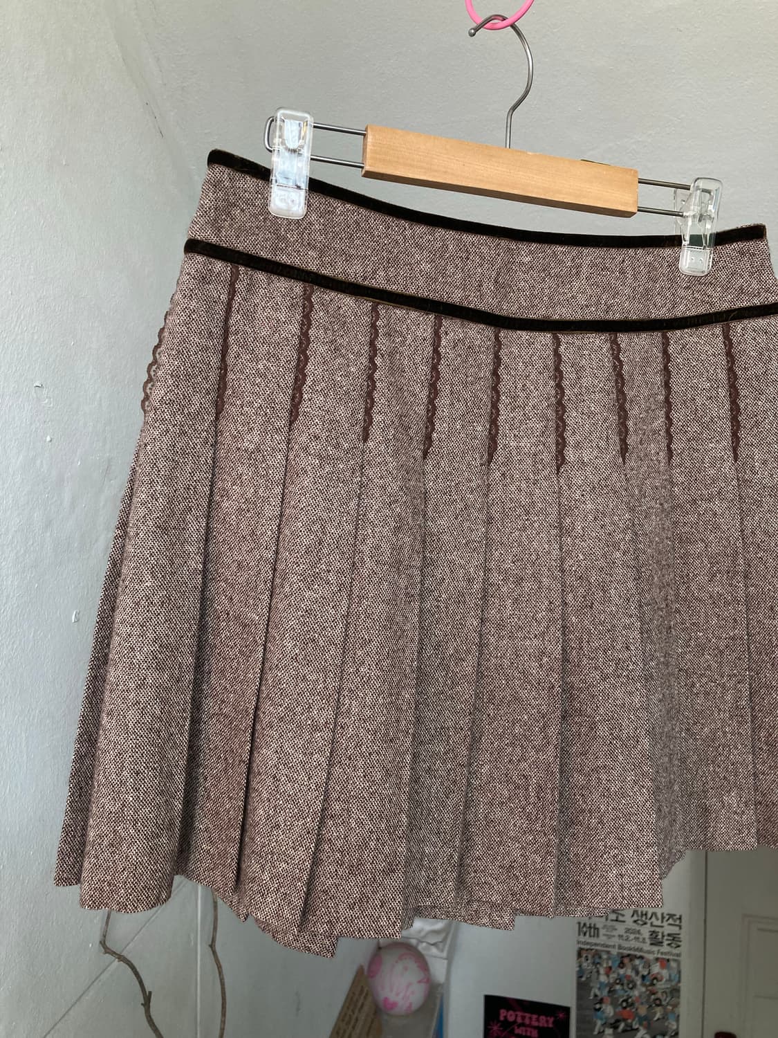 플리츠 레이스 벨벳 디테일 미니 스커트 상품이미지2