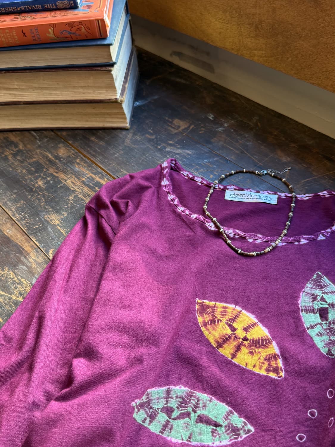Burgundy Tie Dye Leaf Shirt 0009 상품이미지4