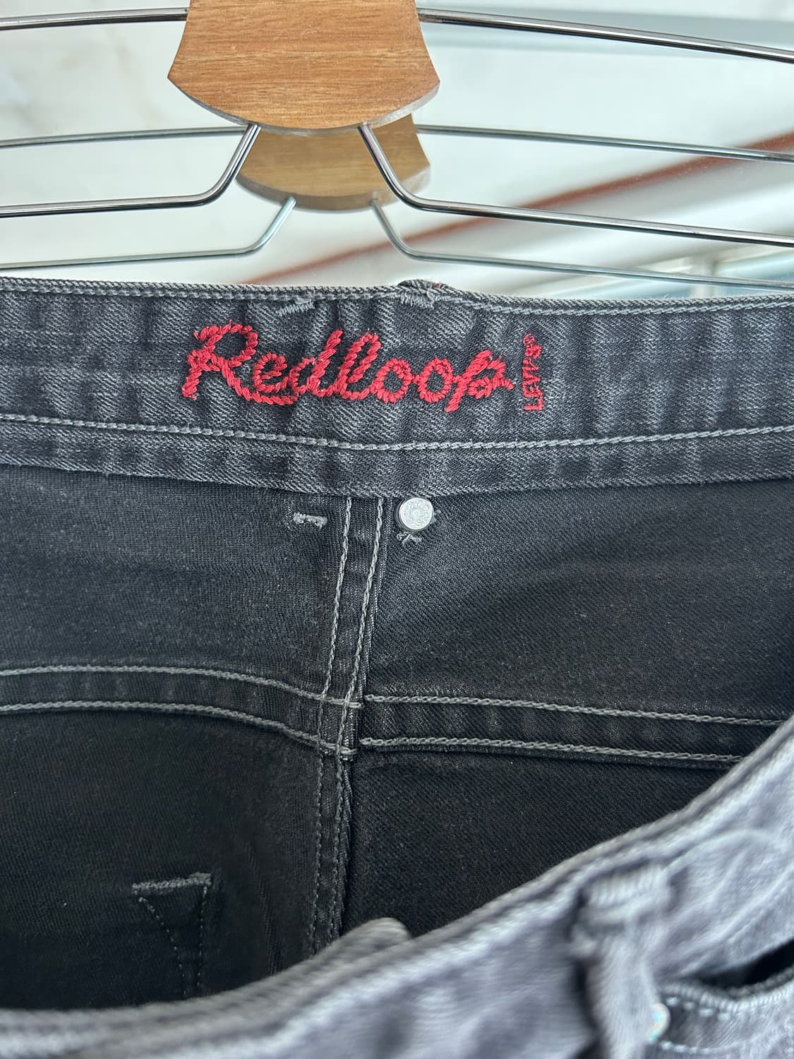 00‘s 리바이스 레드룹 와이드레그 블랙진 34in 상품이미지3