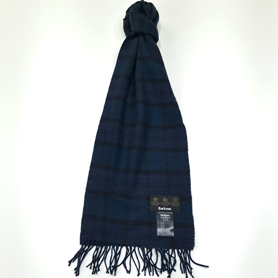 MX475 바버 3크레스트 울 타탄체크 네이비 머플러 목도리 상품이미지1