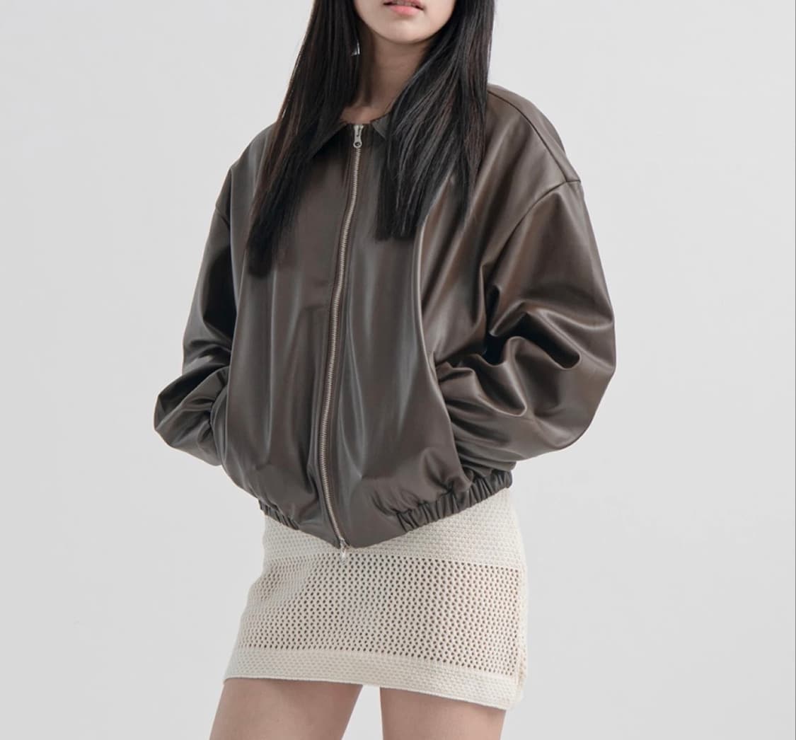 플레이스 스튜디오 비건 레더 오버핏 블루종 상품이미지2