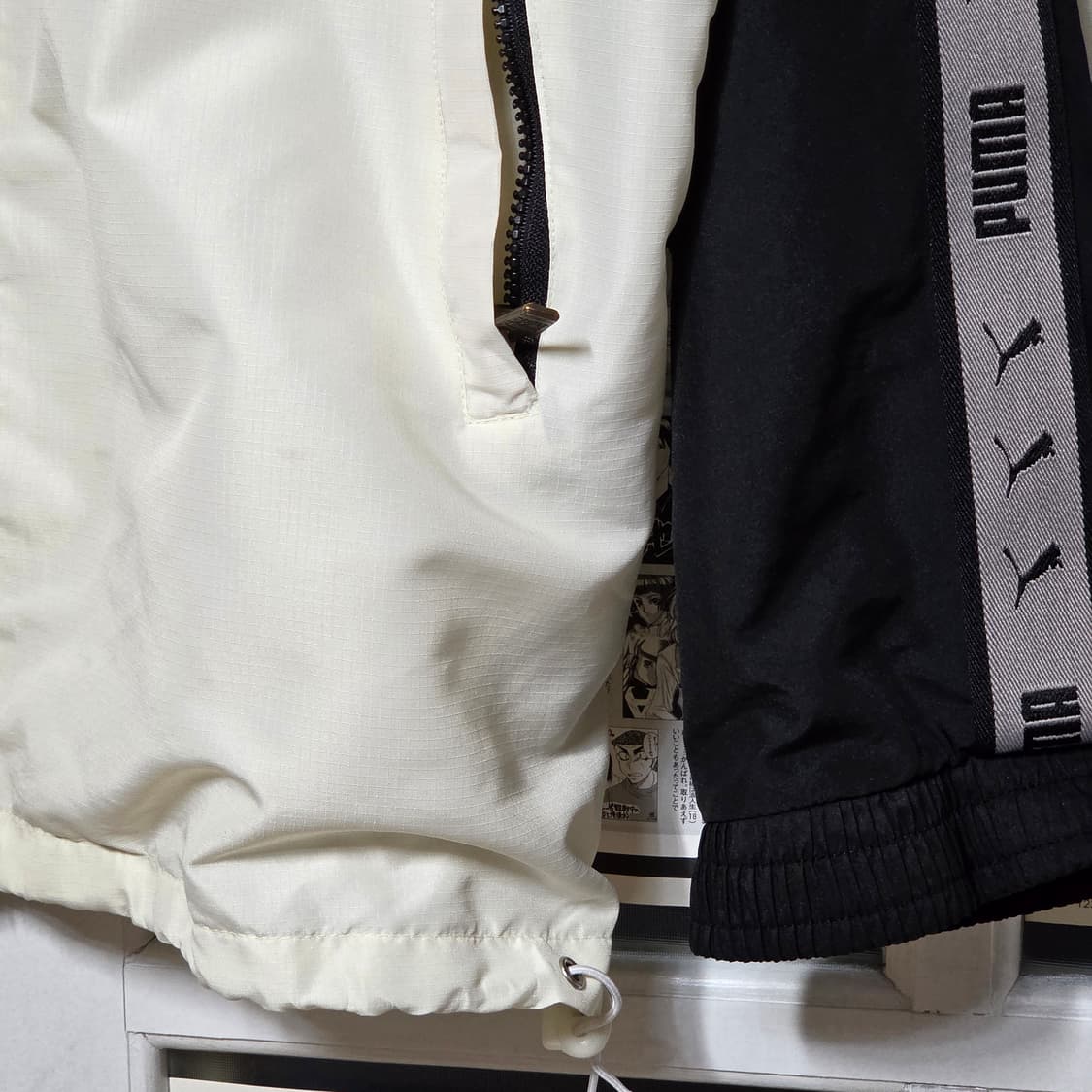 푸마 올드스쿨 블랙 화이트 배색 바람막이 자켓 상품이미지5