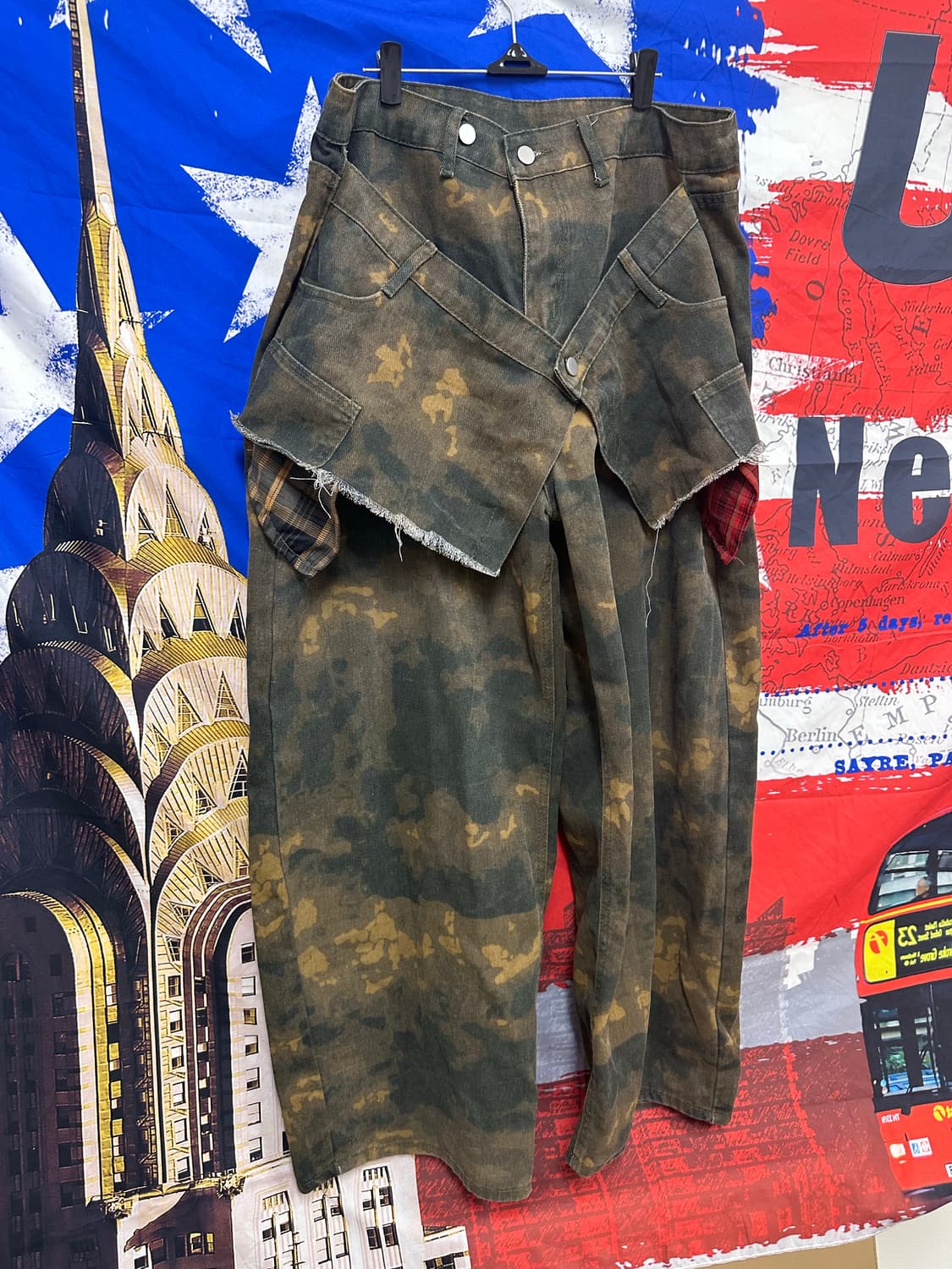 s급빈티지 카모밀리터리 스트릿 와이드 팬츠 36 상품이미지3