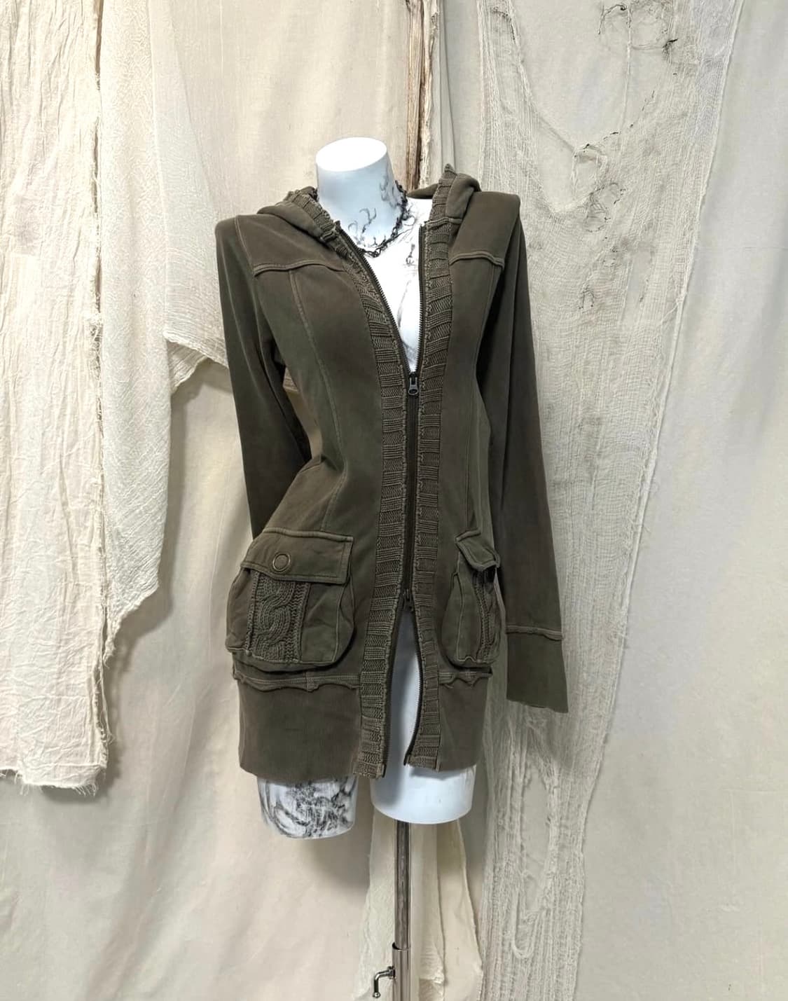 vintage 2way pocket hoodie zip-up 상품이미지1