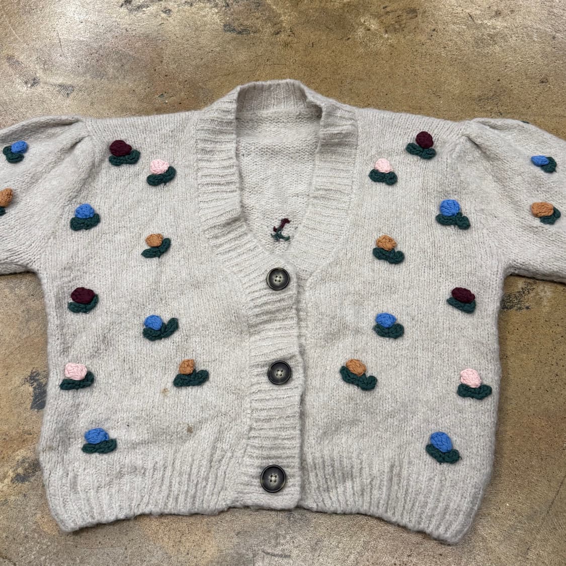 빈티지 모리 플라워 패턴 니트 가디건 상품이미지3