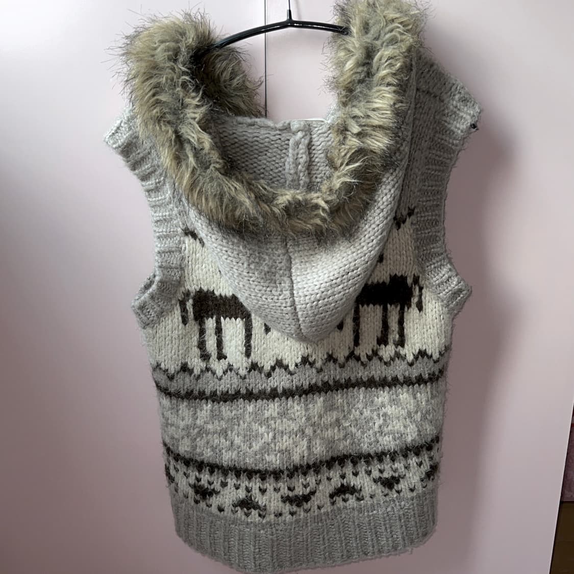 올리브데올리브 라떼갸루 퍼후드 노르딕 니트조끼 집업 상품이미지3