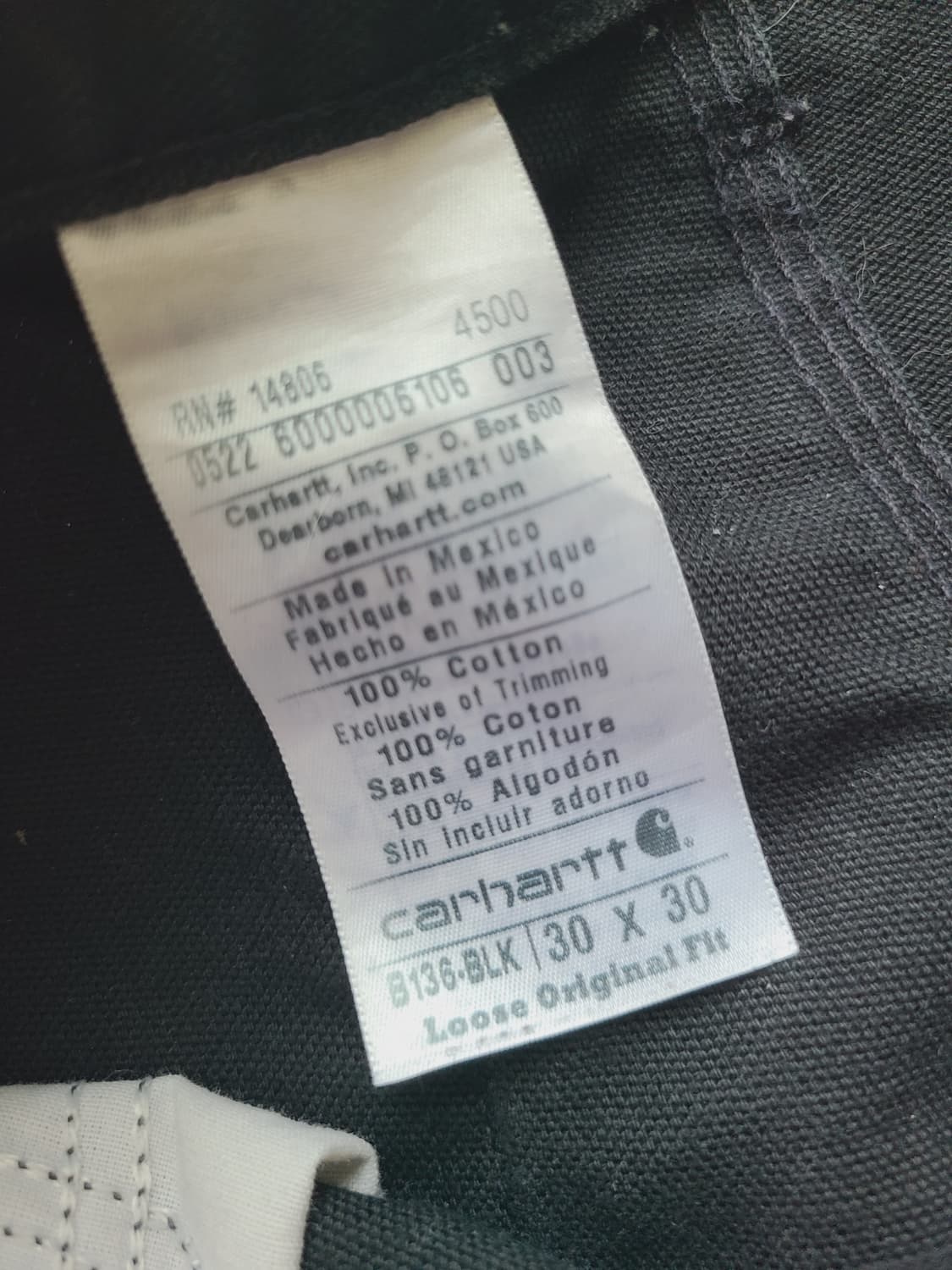 칼하트 b136 blk 블랙 더블니 (30×30) 상품이미지3