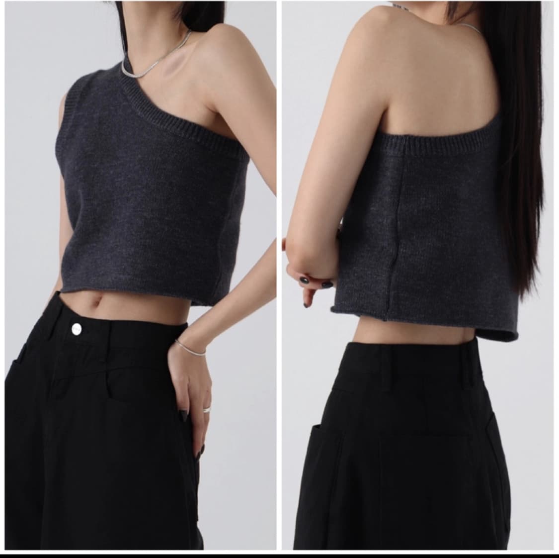 [트리밍버드] 레이어드 폴라니트 세트 Blue Gray 판매합니다 상품이미지4