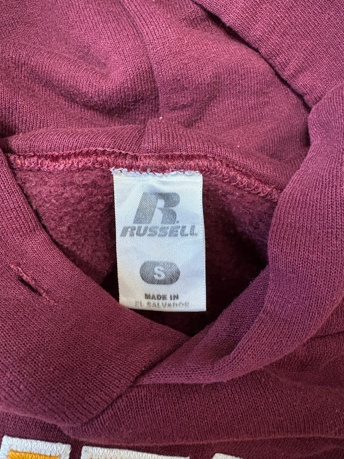 러셀 미네소타 버건디 빈티지 후드티 상품이미지2