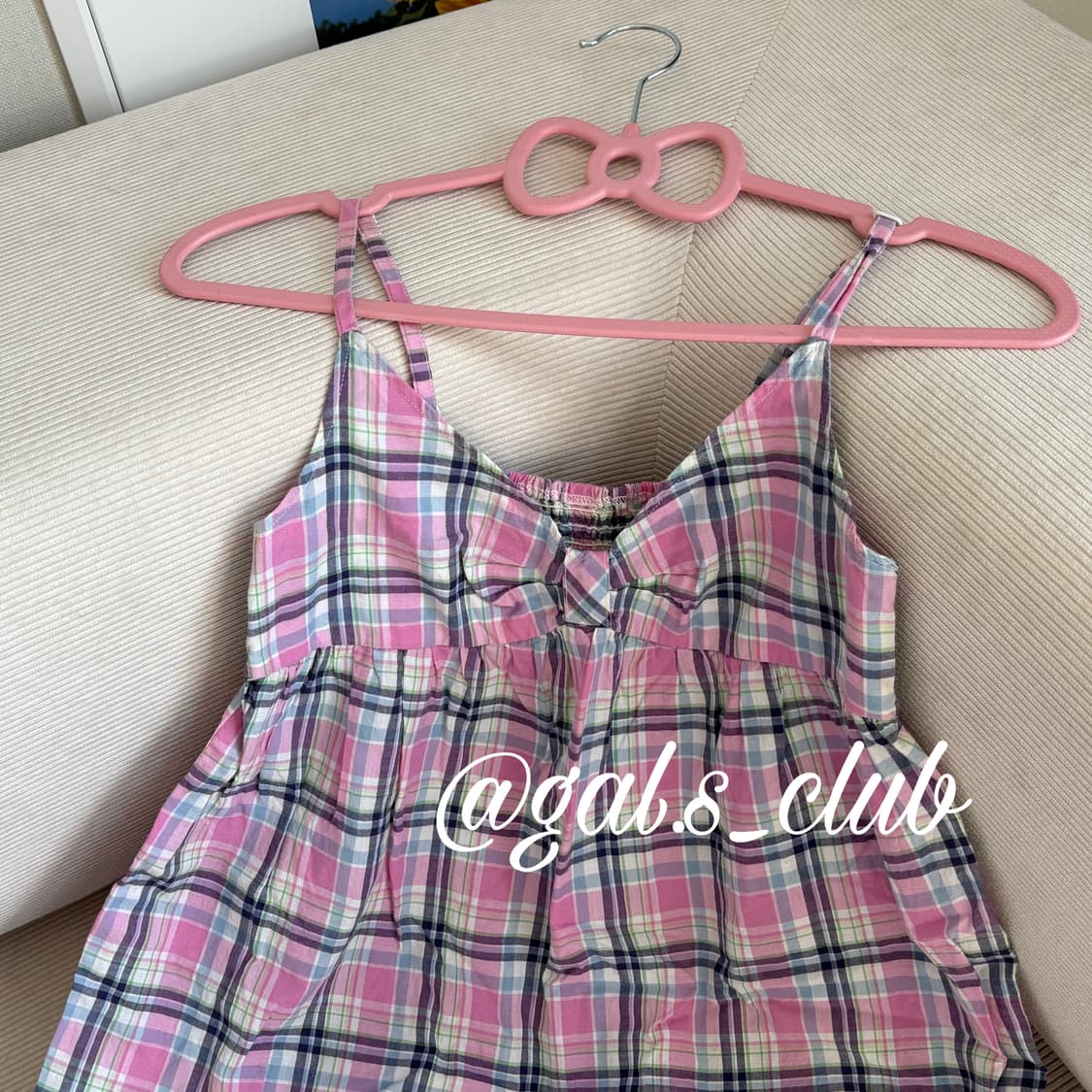 JPN cotton candy plaid ribbon sleeveless 상품이미지2
