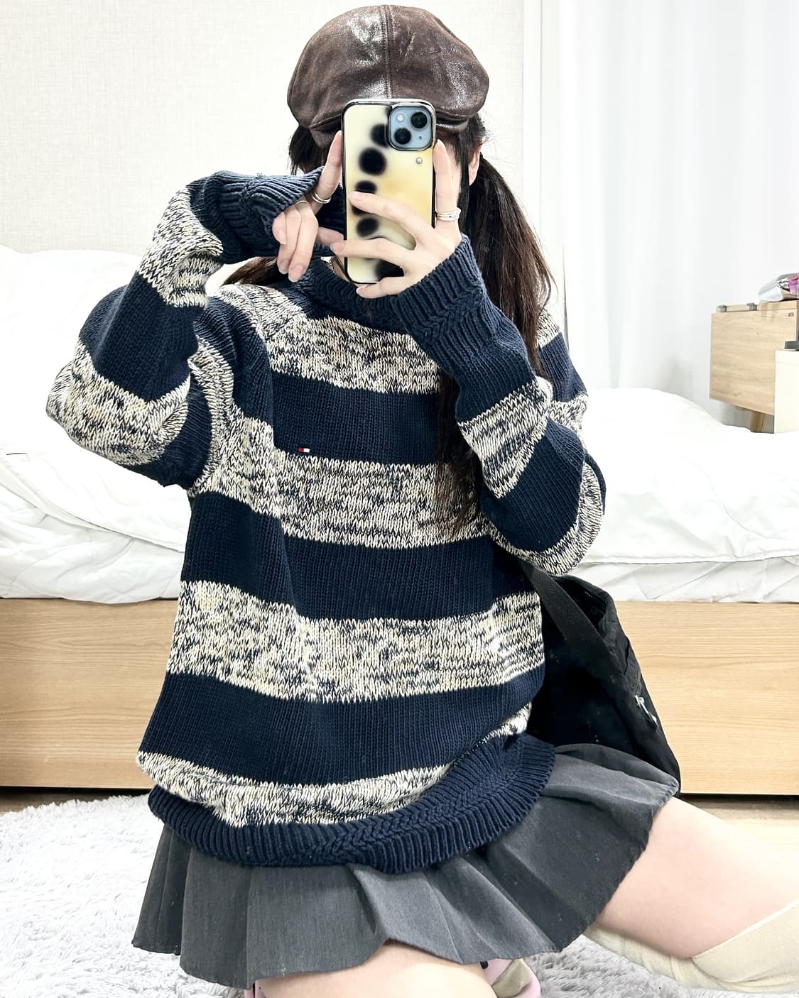 타미힐피거 미니로고 단가라 니트 상품이미지1