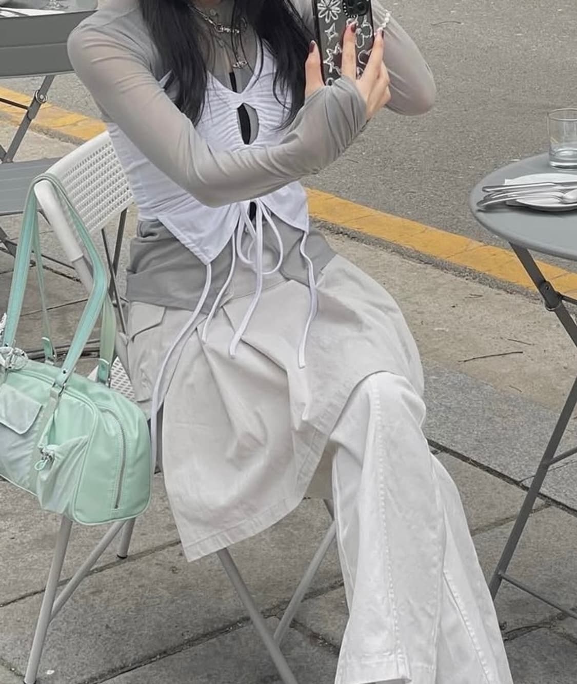 미세키서울 포켓랩스커트 라이트그레이 상품이미지3