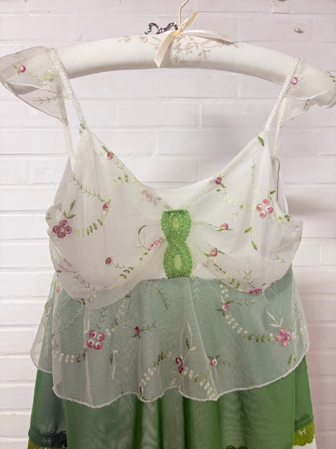 jpn vintage fairy green point blouse 상품이미지3