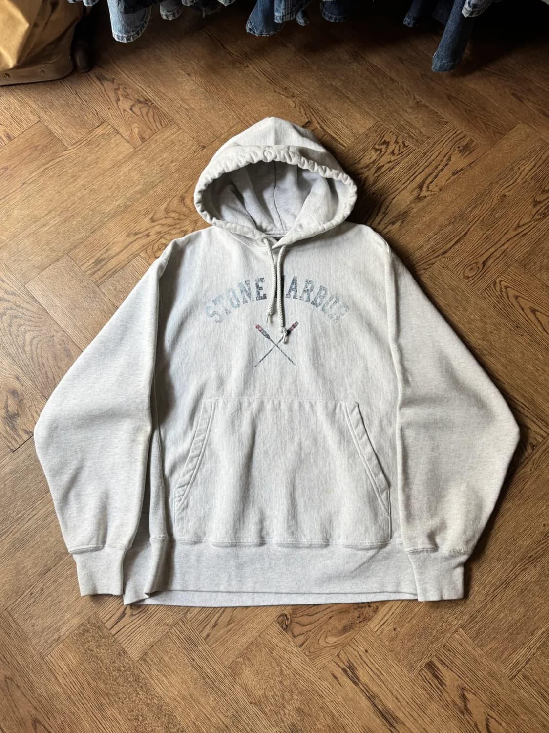 [M]00s 챔피온 리버스위브 STONE HARBOR 멜란지 후드 티셔츠 상품이미지1