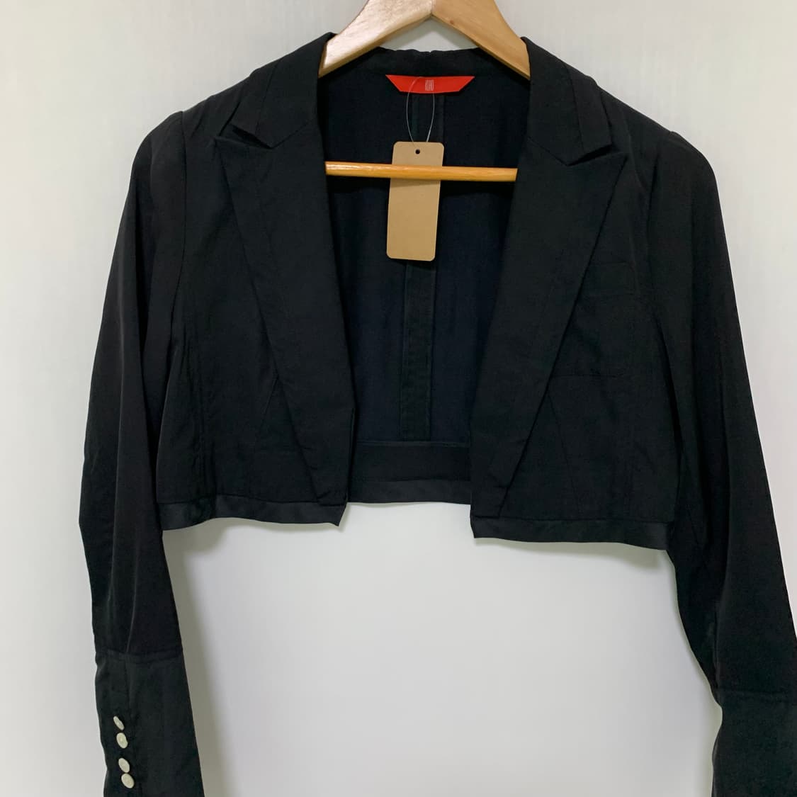 KUHO 구호 블랙 크롭 셔츠 스타일 볼레로 자켓 긱시크 상품이미지7