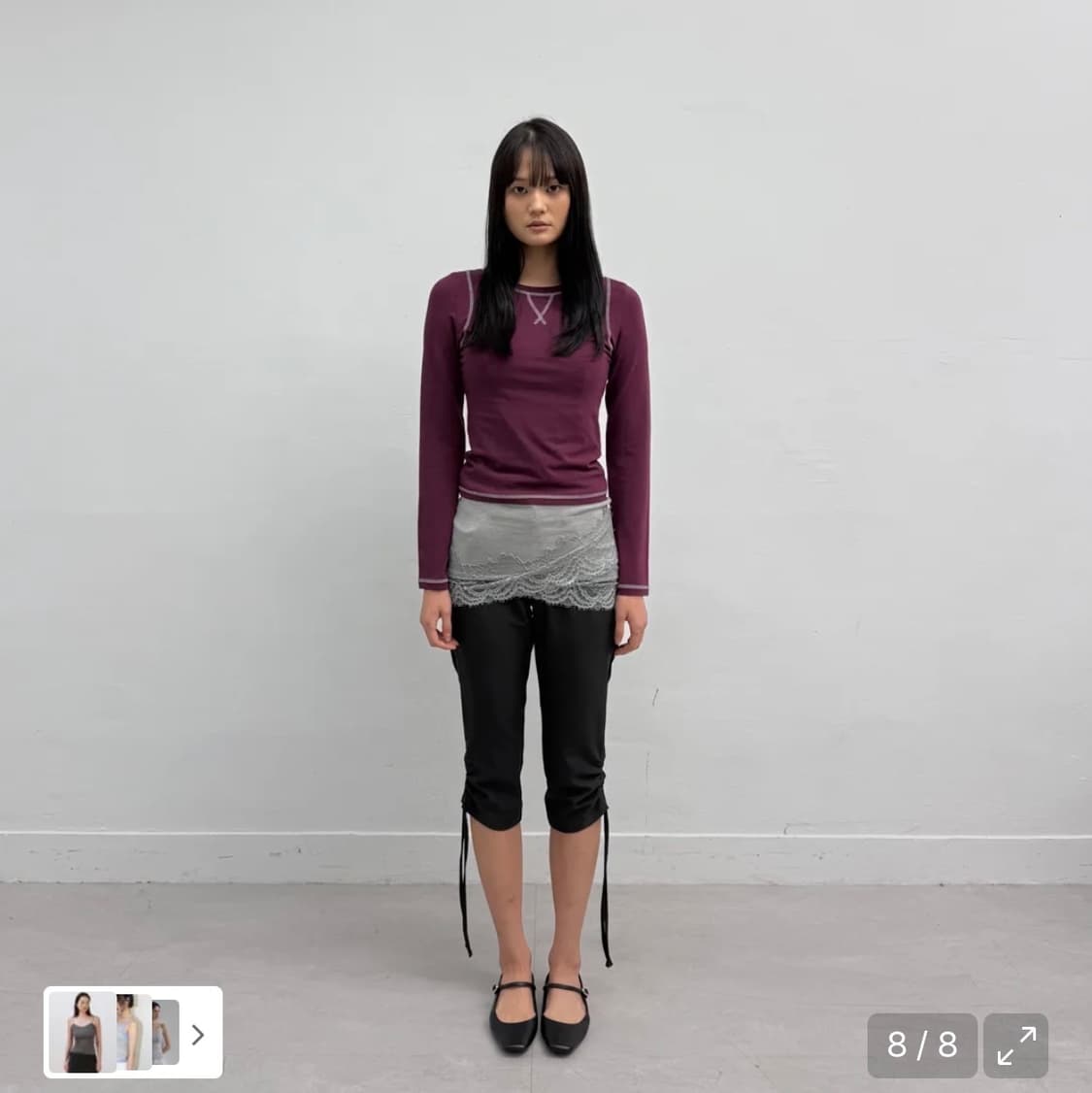 밀로우먼 레이스 홀터 슬리브리스 탑 그레이 상품이미지4