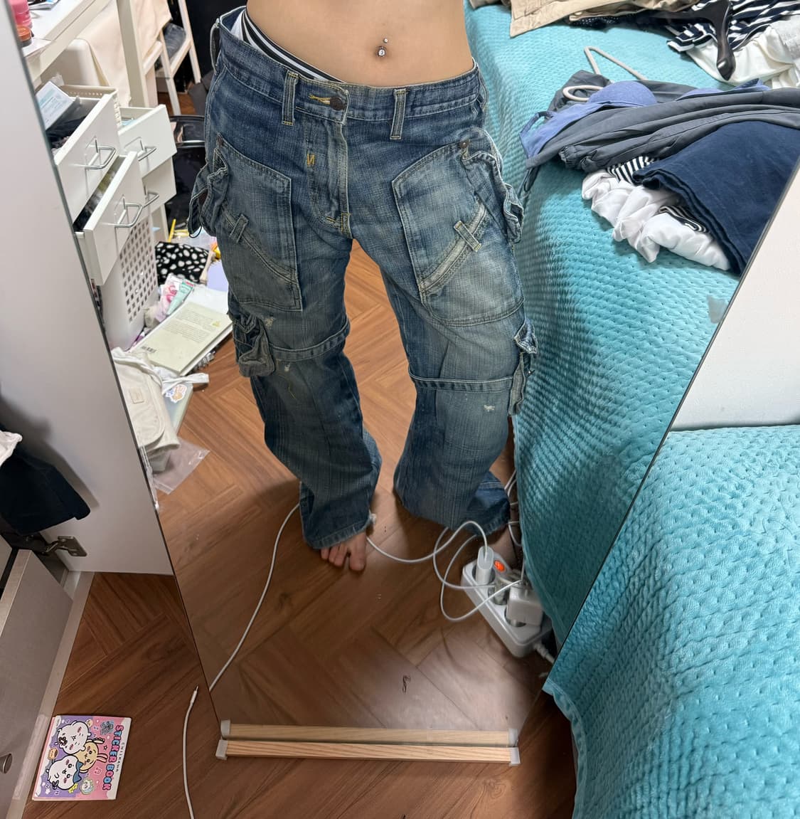 디테일개쩌는 빈티지 와이드 데님카고  상품이미지1