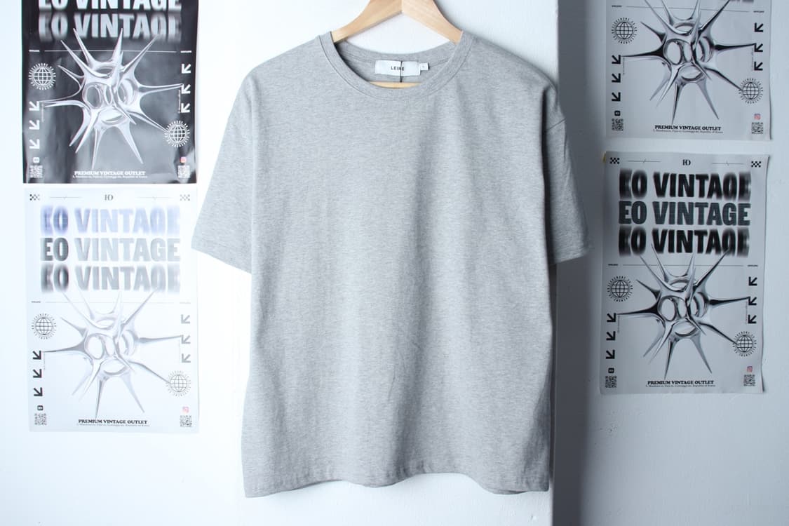 W(L-XL) 르아르 반팔 티셔츠 새상품 오버핏 그레이 무지-H31403 상품이미지2
